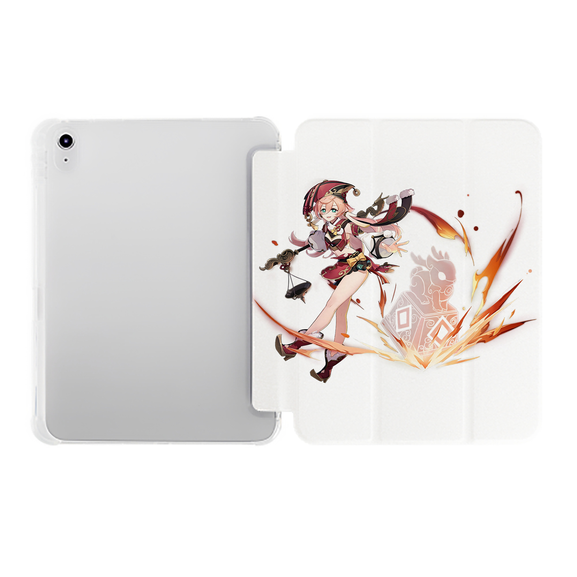 げんし神 ヤンフェイ genshin Yanfei IPad ケース ペン収納付き 三つ折りスタンド PUレザー×シリコン 対応機種9.5/10.5/10.9インチ